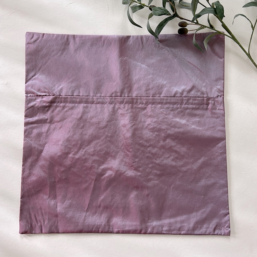 Silk Embroidered Floral Purple Cushion Cover - Picture 4 of 6